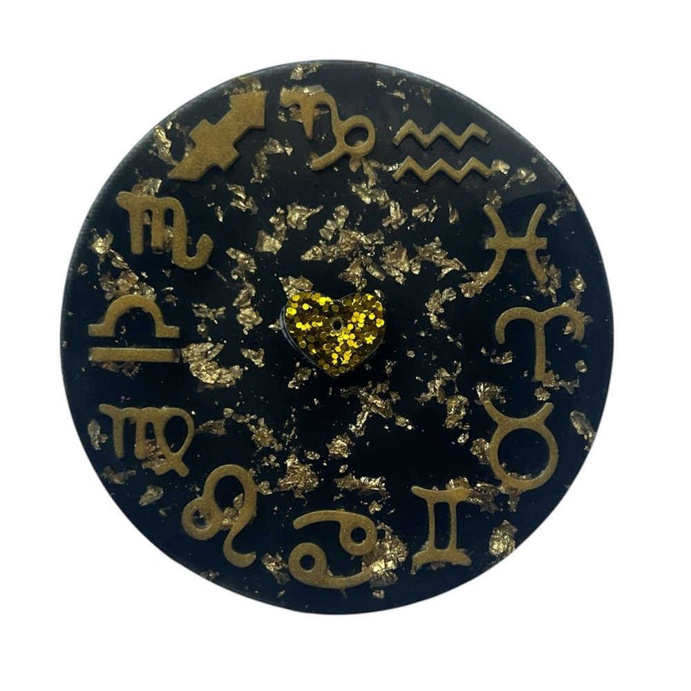 Black Incense burner stand with Gold Zodiac Accents- NEW